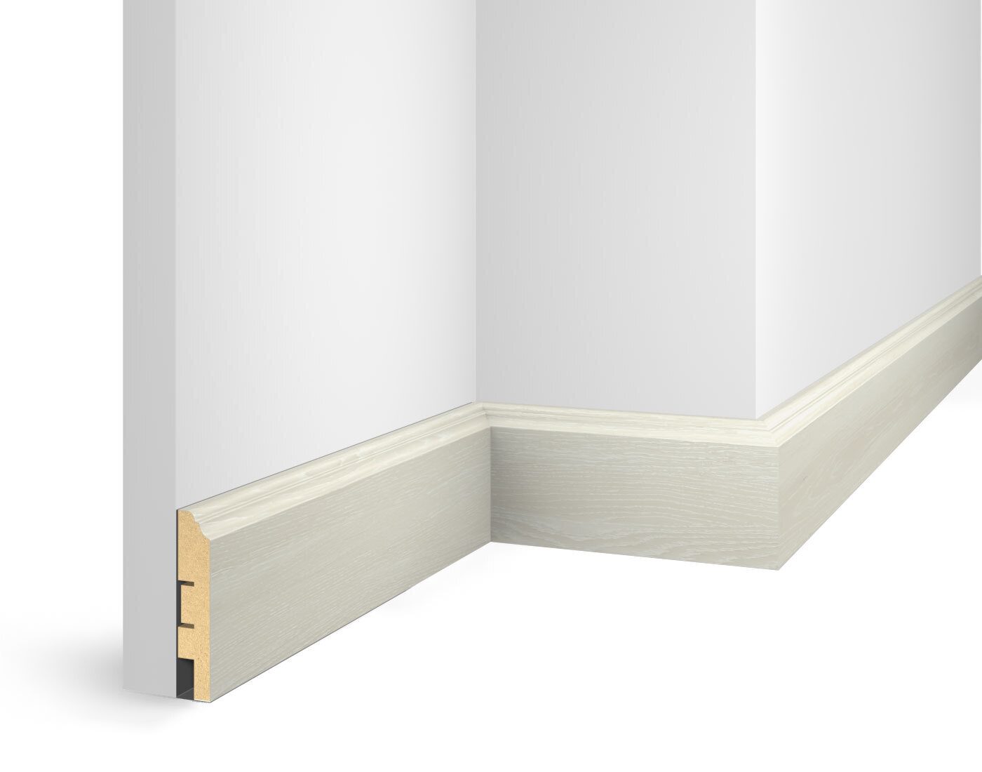 Плинтус МДФ ламинированный Cosca Decor NanoFlex EP07 Груша Белая 2400×80×16